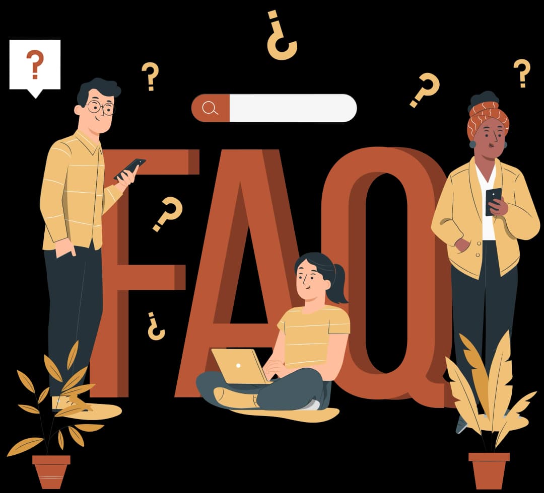 FAQ illustration with people