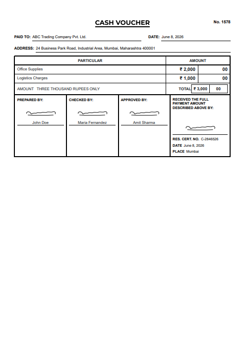 Cash Voucher Template 1 preview