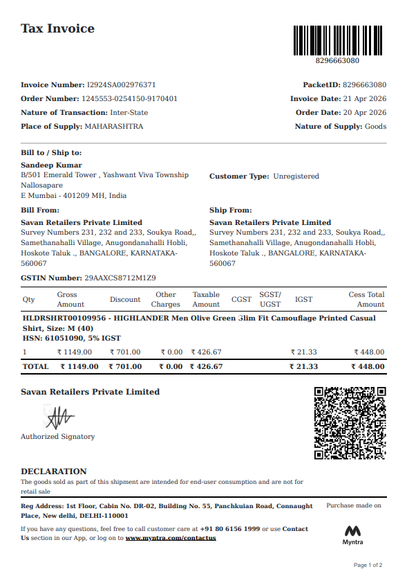 Myntra Tax Invoice 1 preview