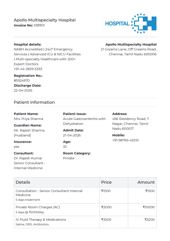 Hospital Bill preview