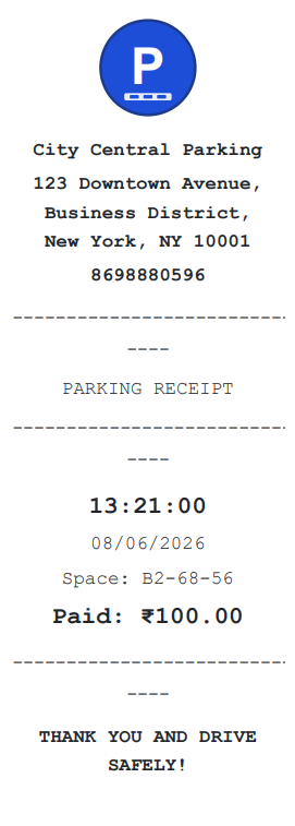 Parking Receipt Template 1 preview
